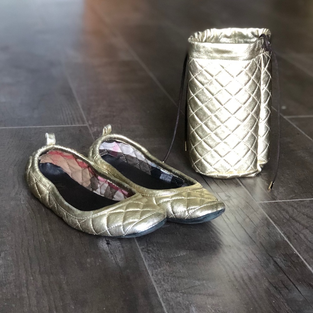 Burberry golden quilted house slippers 37